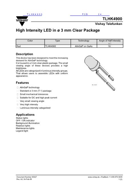 TLHK4900數(shù)據(jù)手冊封面