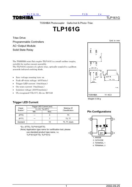 TLP161G数据手册封面