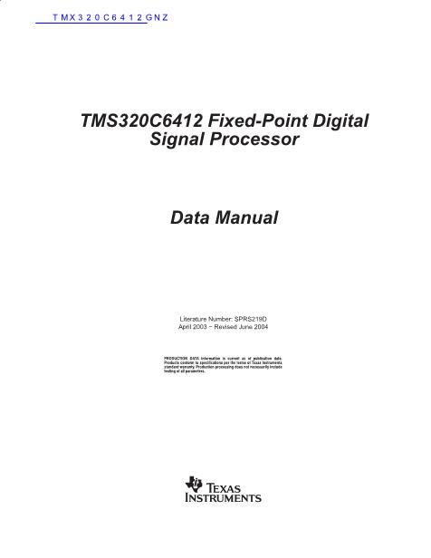 TMX320C6412GNZ数据手册封面