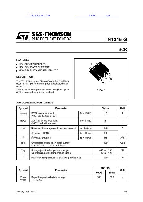 TN1215-600G数据手册封面