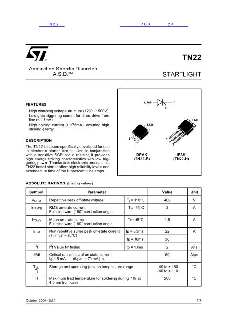 TN22数据手册封面