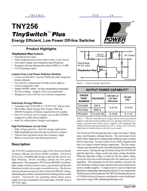 TNY256G数据手册封面