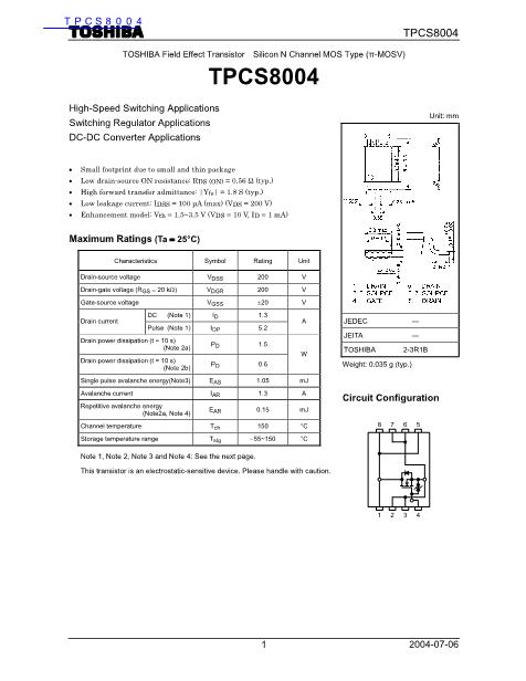 TPCS8004数据手册封面