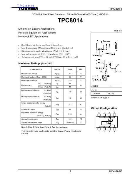 TPC8014数据手册封面