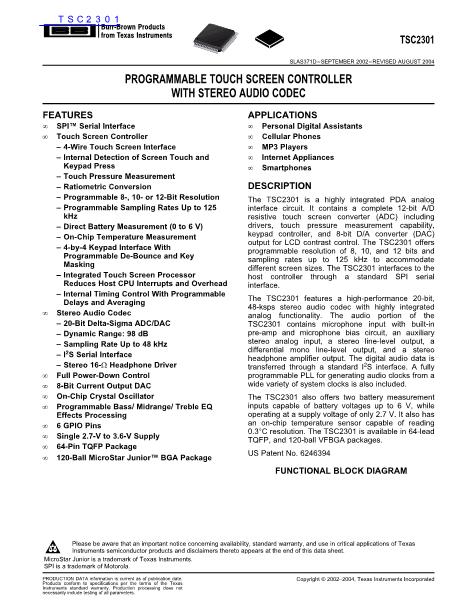 TSC2301數據手冊封面