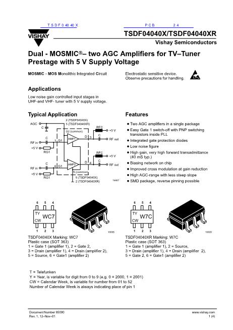 TSDF04040X數(shù)據(jù)手冊封面