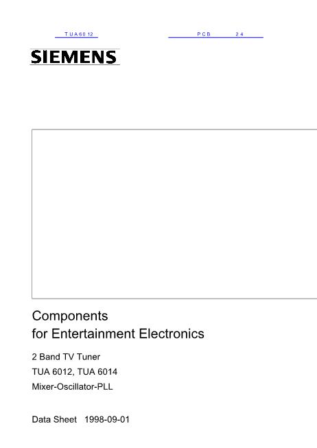 TUA6012數(shù)據(jù)手冊(cè)封面