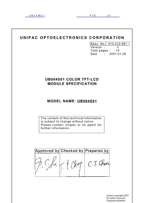 UB084S01数据手册封面