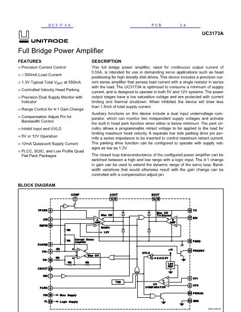 UC3173A數(shù)據(jù)手冊(cè)封面