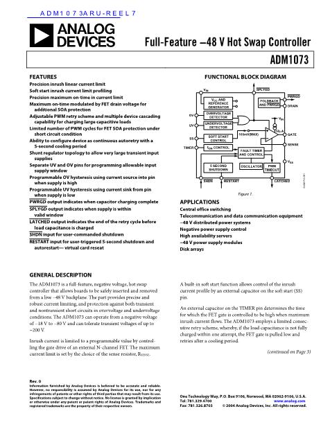 ADM1073ARU-REEL7數(shù)據(jù)手冊(cè)封面