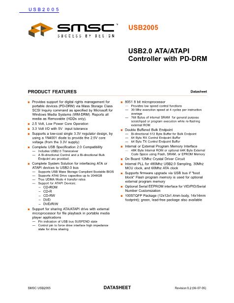 USB2005數(shù)據(jù)手冊(cè)封面