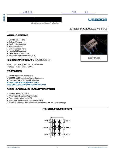 USB208數(shù)據(jù)手冊封面