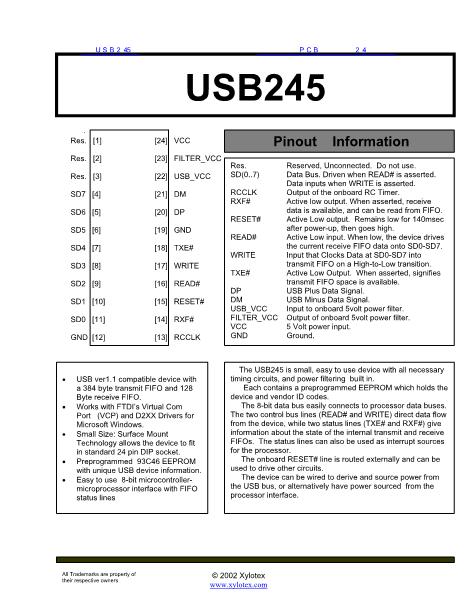 USB245數(shù)據(jù)手冊(cè)封面