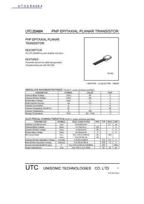 UTC2SA684数据手册封面