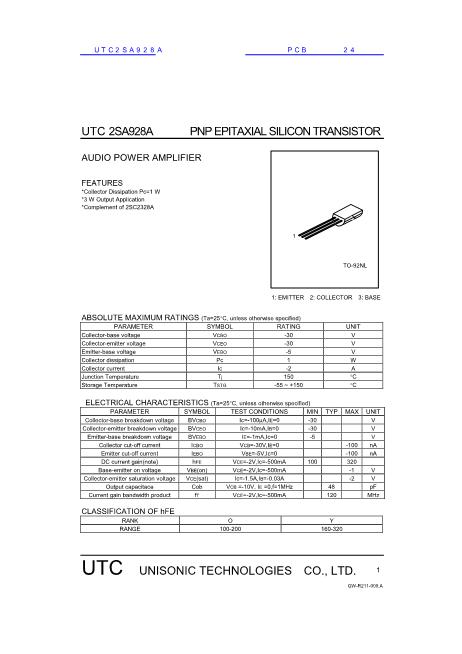 UTC2SA928A数据手册封面