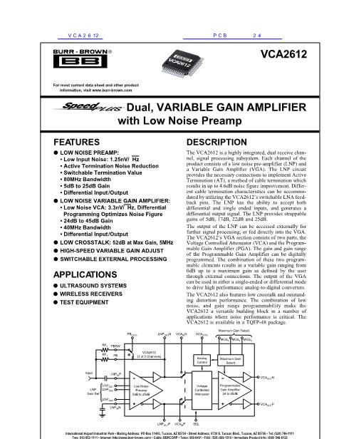 VCA2612數(shù)據(jù)手冊封面