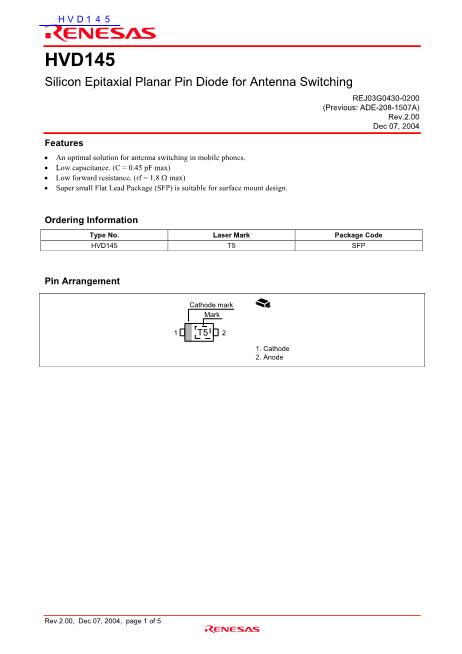 HVD145數(shù)據(jù)手冊封面