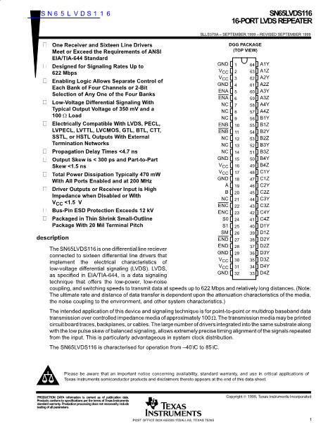 SN65LVDS116數(shù)據(jù)手冊封面
