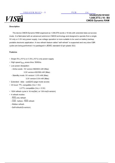 VG26S18165CJ-5數(shù)據(jù)手冊封面