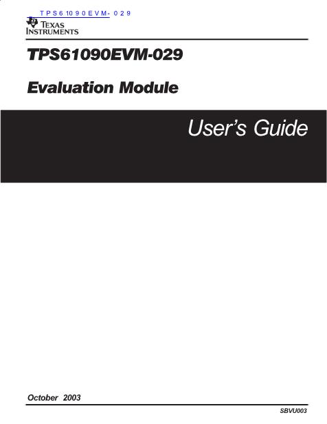 TPS61090EVM-029数据手册封面