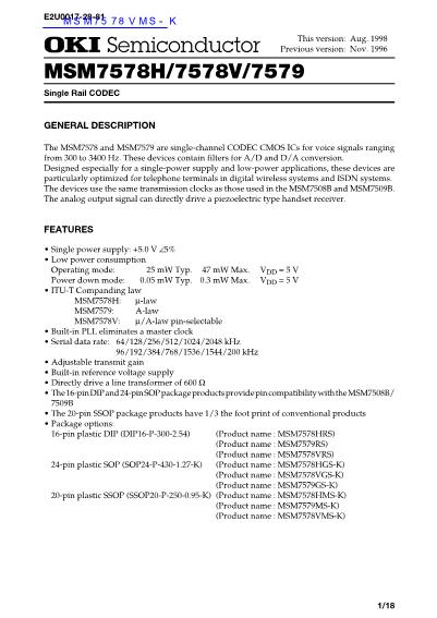 MSM7578VMS-K数据手册封面