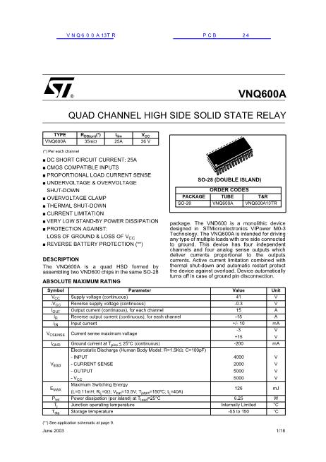 VNQ600A13TR数据手册封面