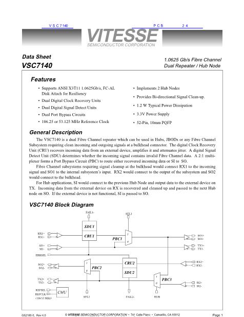 VSC7140数据手册封面