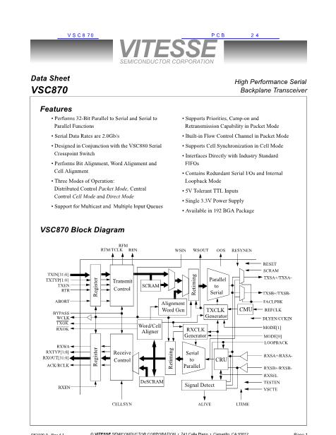 VSC870数据手册封面