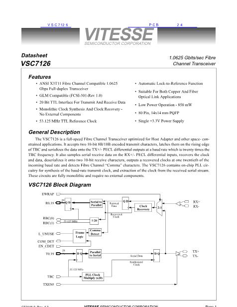 VSC7126数据手册封面