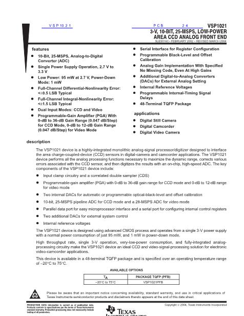 VSP1021數(shù)據(jù)手冊(cè)封面