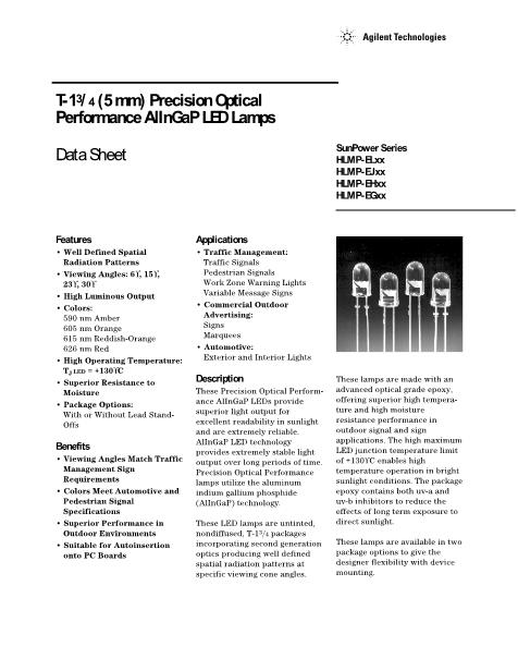 HLMP-EG08-VW000数据手册封面