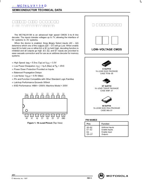 MC74LVX138D數(shù)據(jù)手冊封面