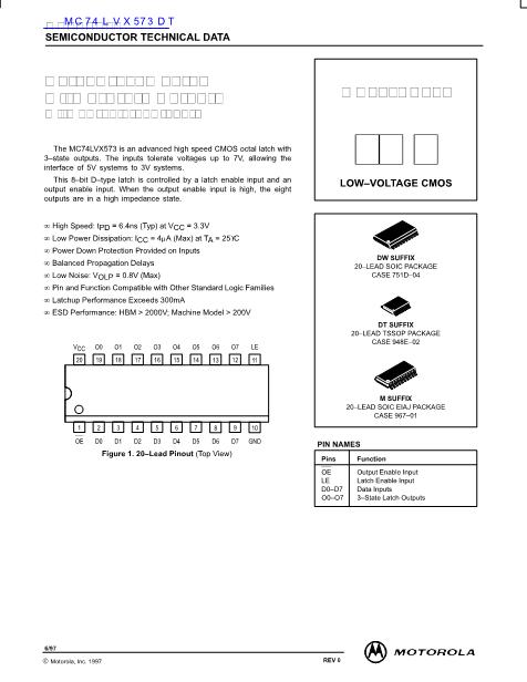 MC74LVX573DT數(shù)據(jù)手冊(cè)封面