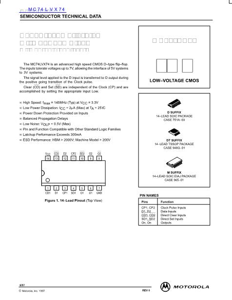 MC74LVX74數(shù)據(jù)手冊封面