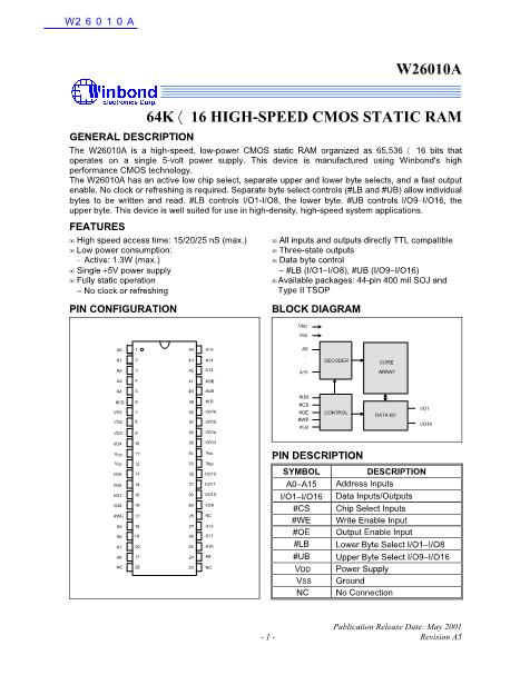 W26010A數(shù)據(jù)手冊(cè)封面