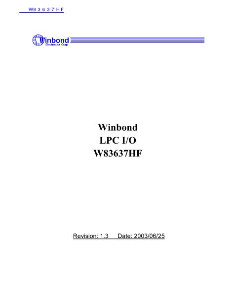 W83637HF数据手册封面