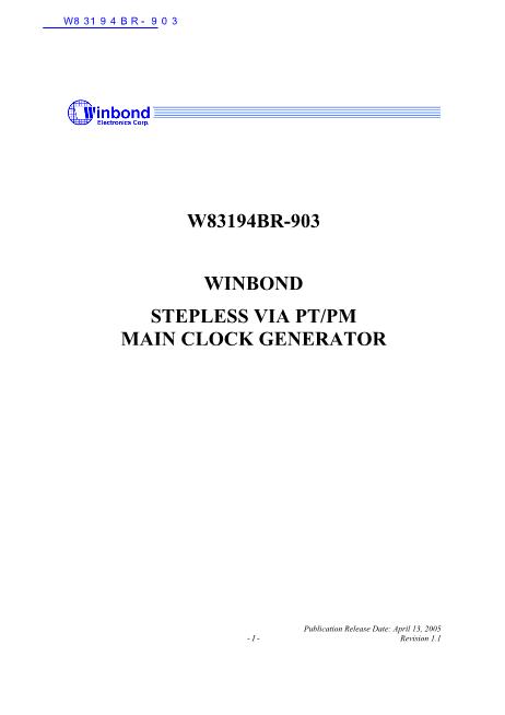 W83194BR-903數(shù)據(jù)手冊封面