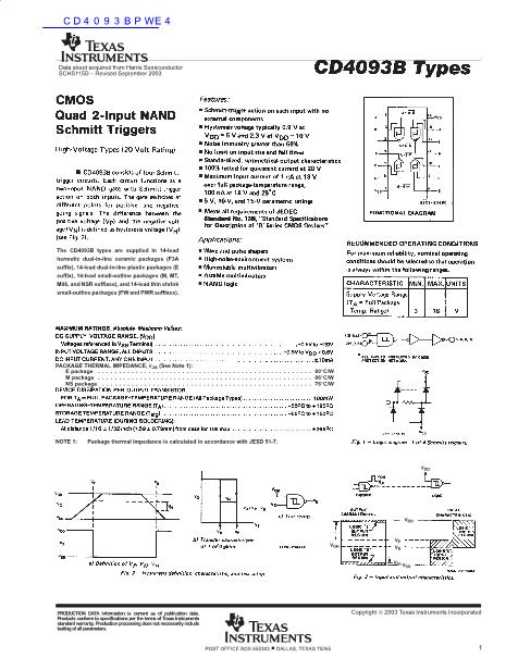 CD4093BPWE4數(shù)據(jù)手冊封面