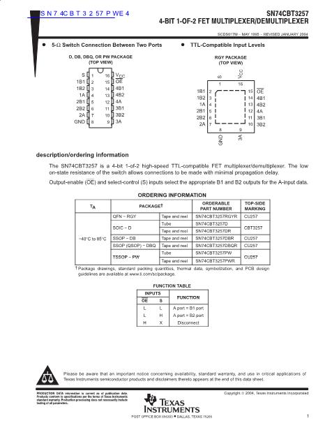 SN74CBT3257PWE4數(shù)據(jù)手冊(cè)封面