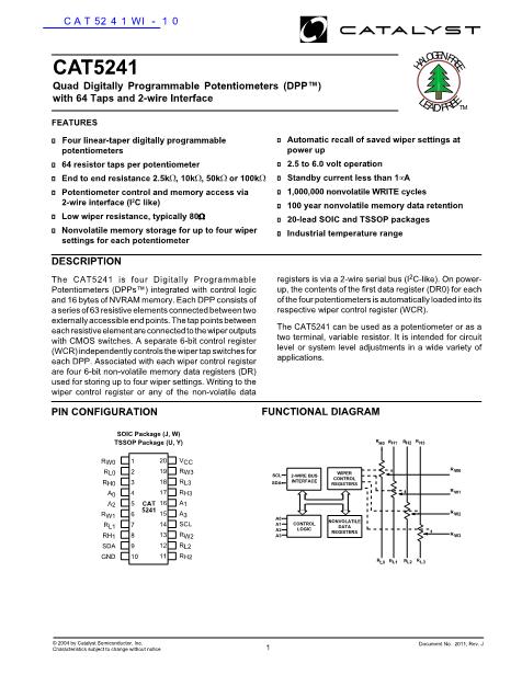 CAT5241WI-10数据手册封面
