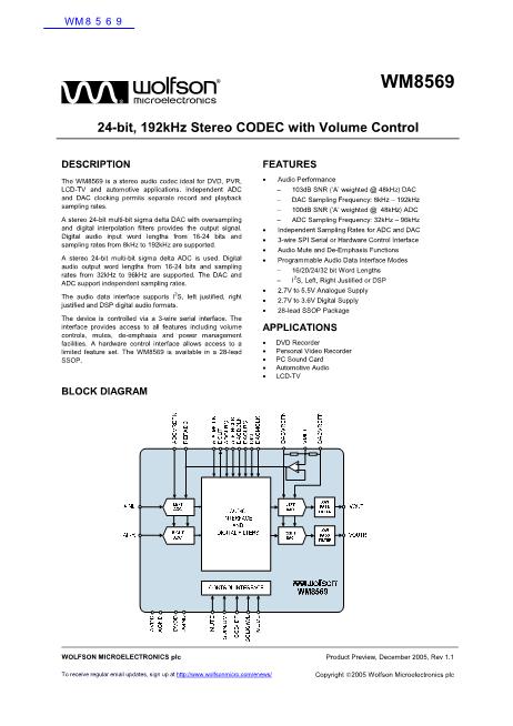WM8569數(shù)據(jù)手冊封面