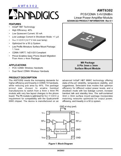 AWT6302數(shù)據(jù)手冊封面