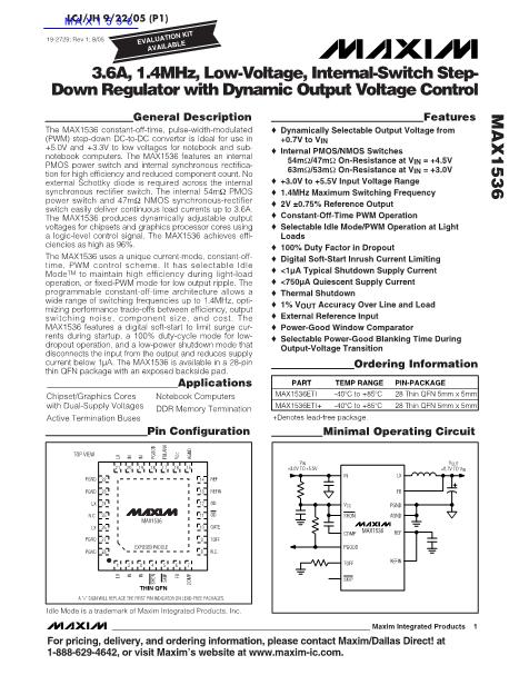 MAX1536數(shù)據(jù)手冊封面