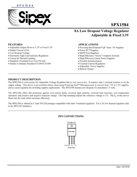 SPX1584数据手册封面