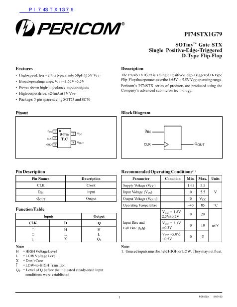 PI74STX1G79数据手册封面