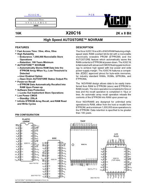X20C16数据手册封面