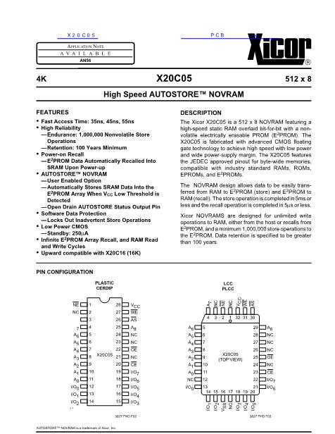 X20C05数据手册封面