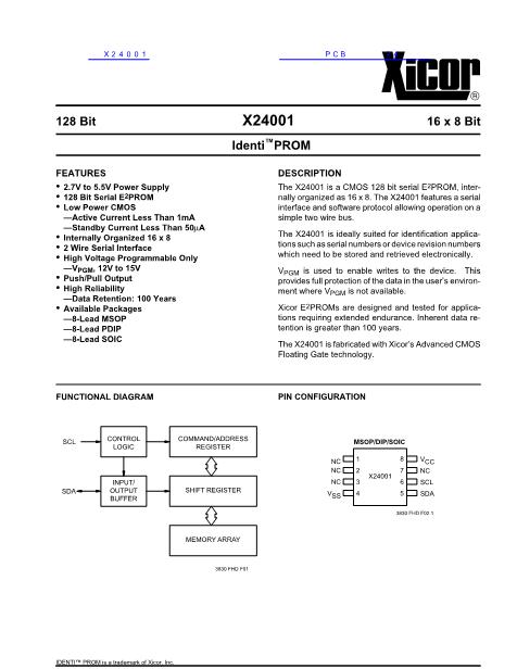 X24001数据手册封面