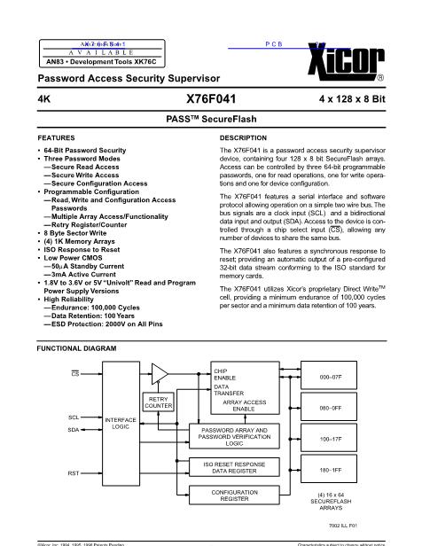 X76F041数据手册封面