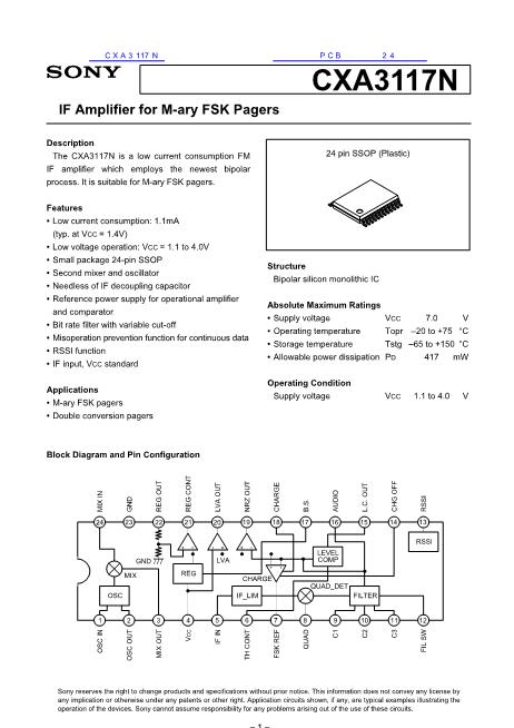 CXA3117N數(shù)據(jù)手冊封面
